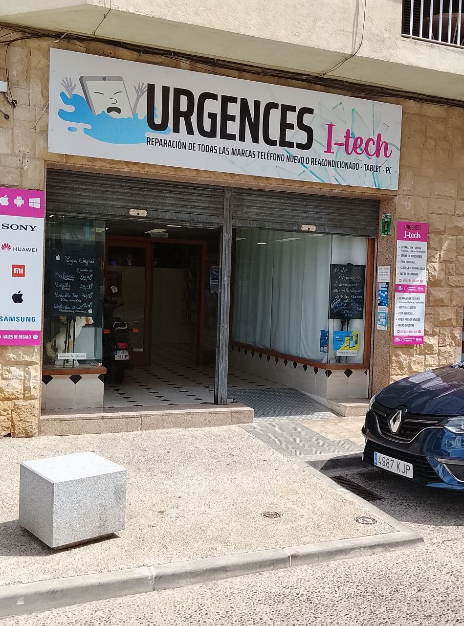 Devanture URGENCES I-tech — atelier de réparation smartphone, tablette et PC, Costa Brava